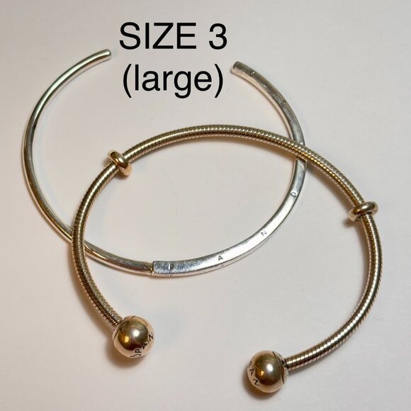Set of 2 Sterling Silver Pandora Open Bangles - Picture 1 of 1